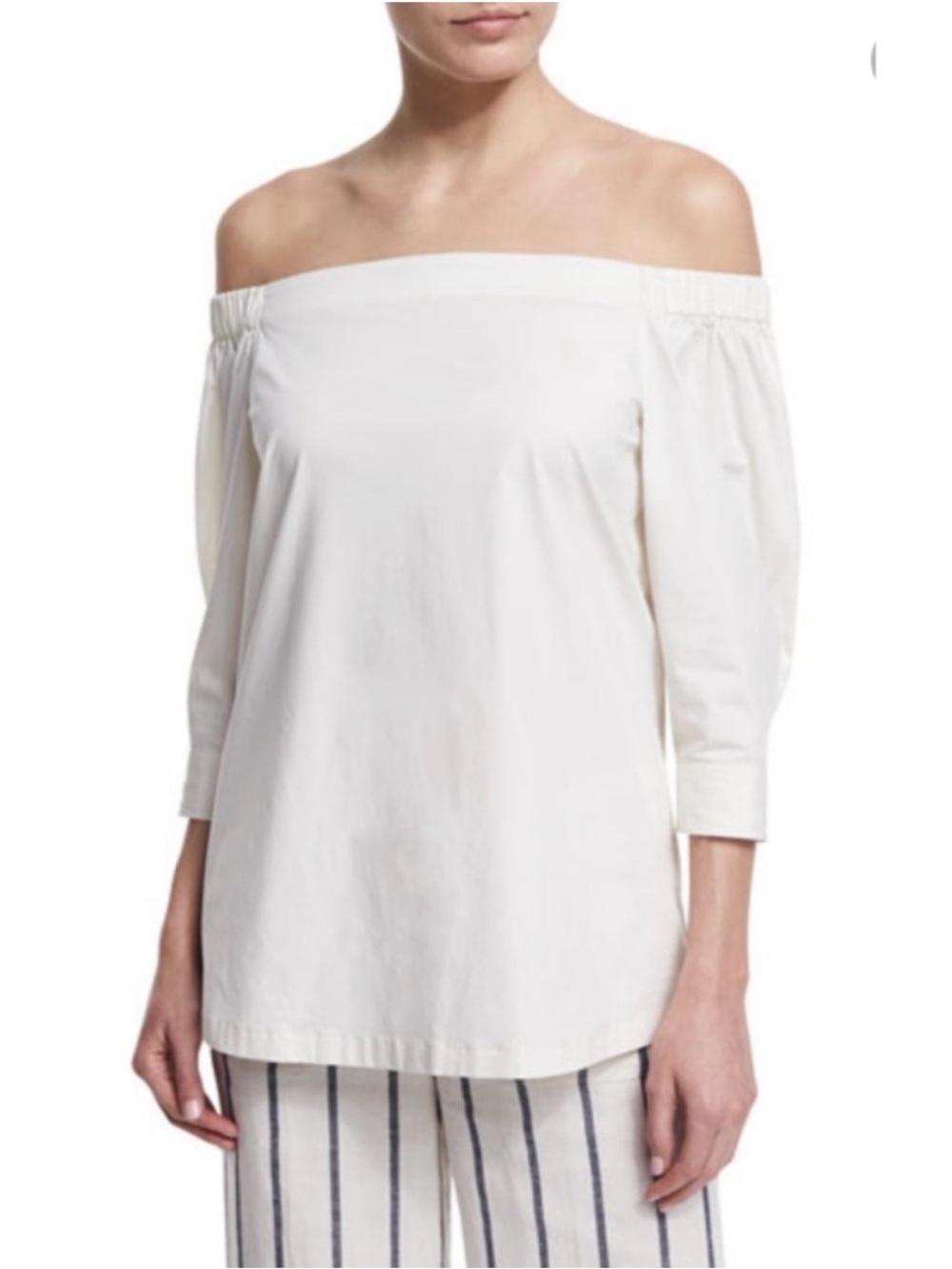 Theory Off-Shoulder Cotton Top - White